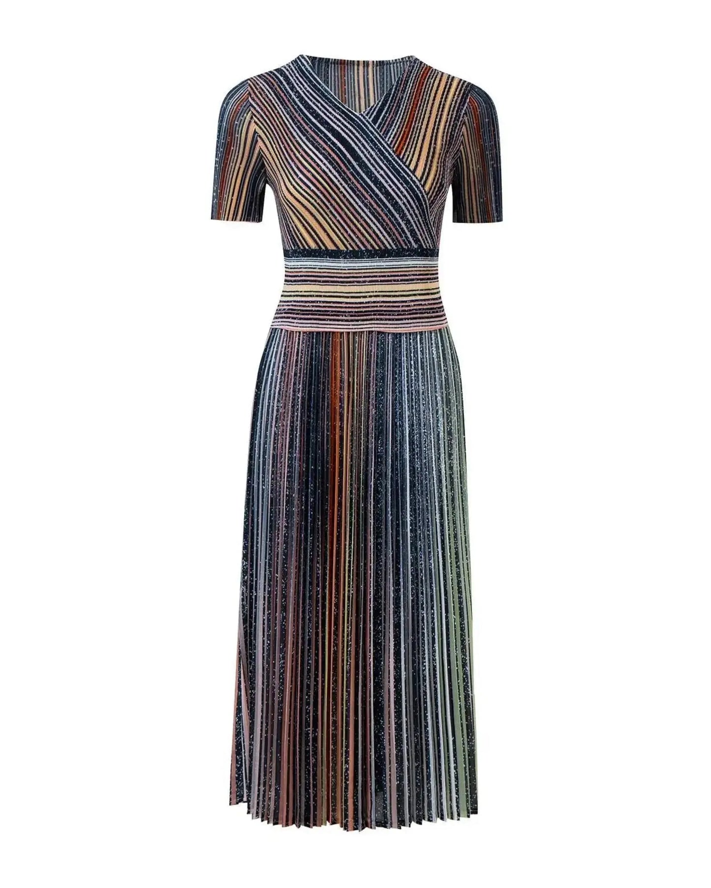 Ombre Stripe Plisse Dress