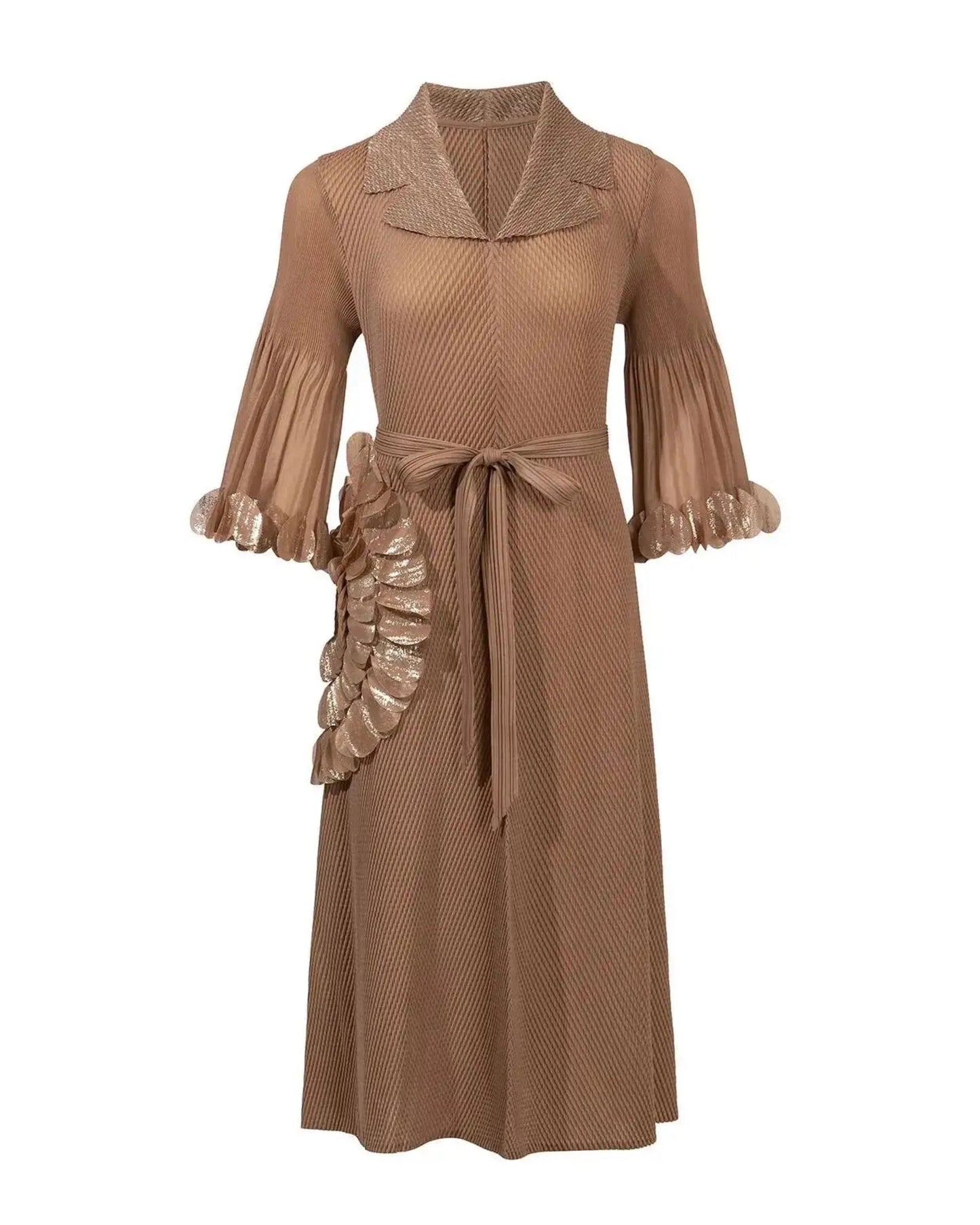 Elegant Floral Pleated Dress