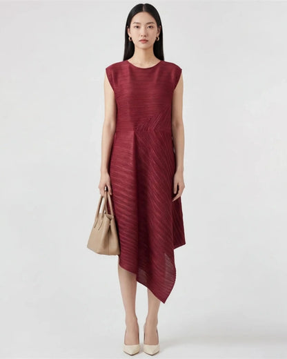 Architectural Pleated Midi Dress