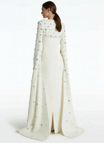Luxury Formal Crystal Cape Dress