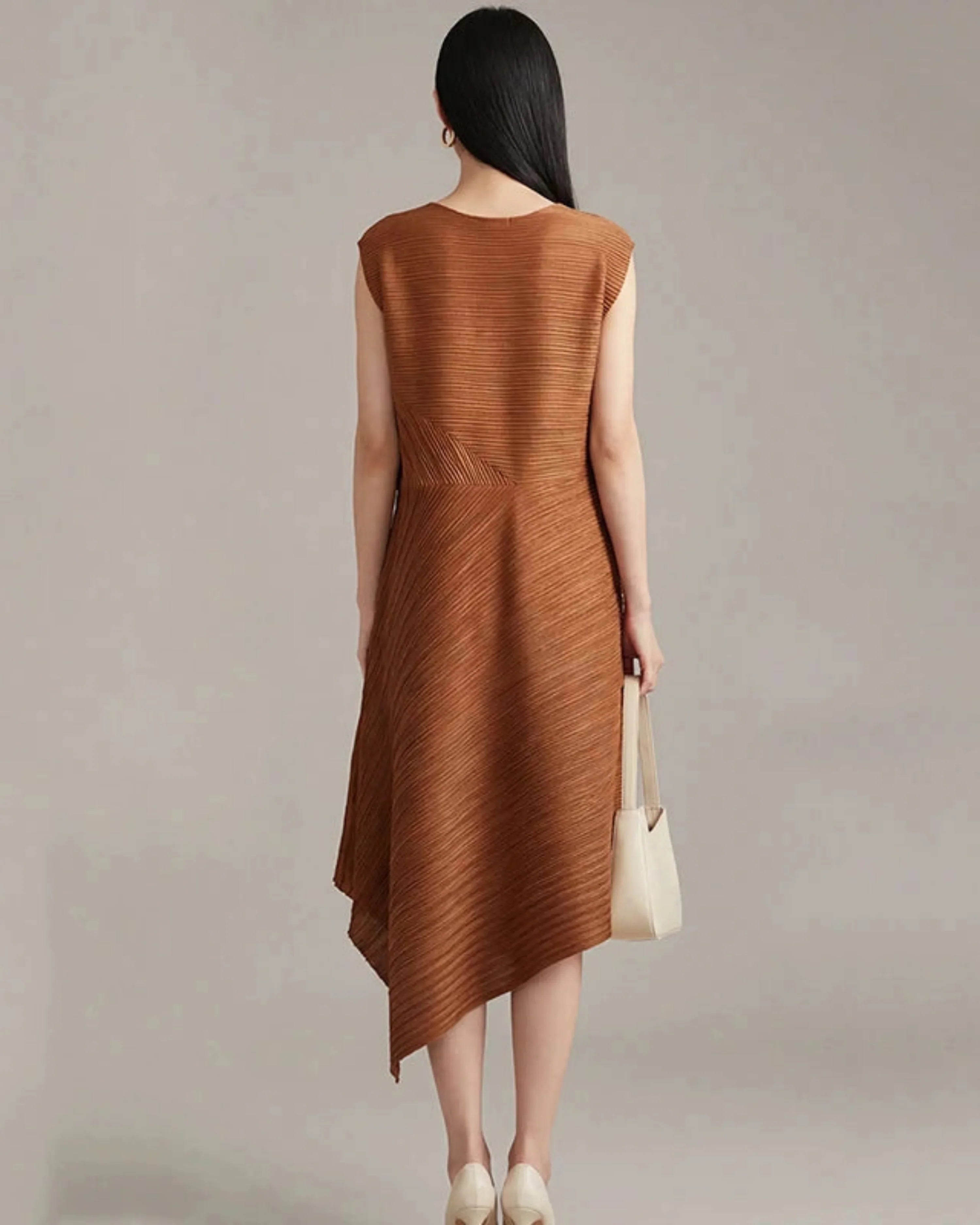 Architectural Pleated Midi Dress