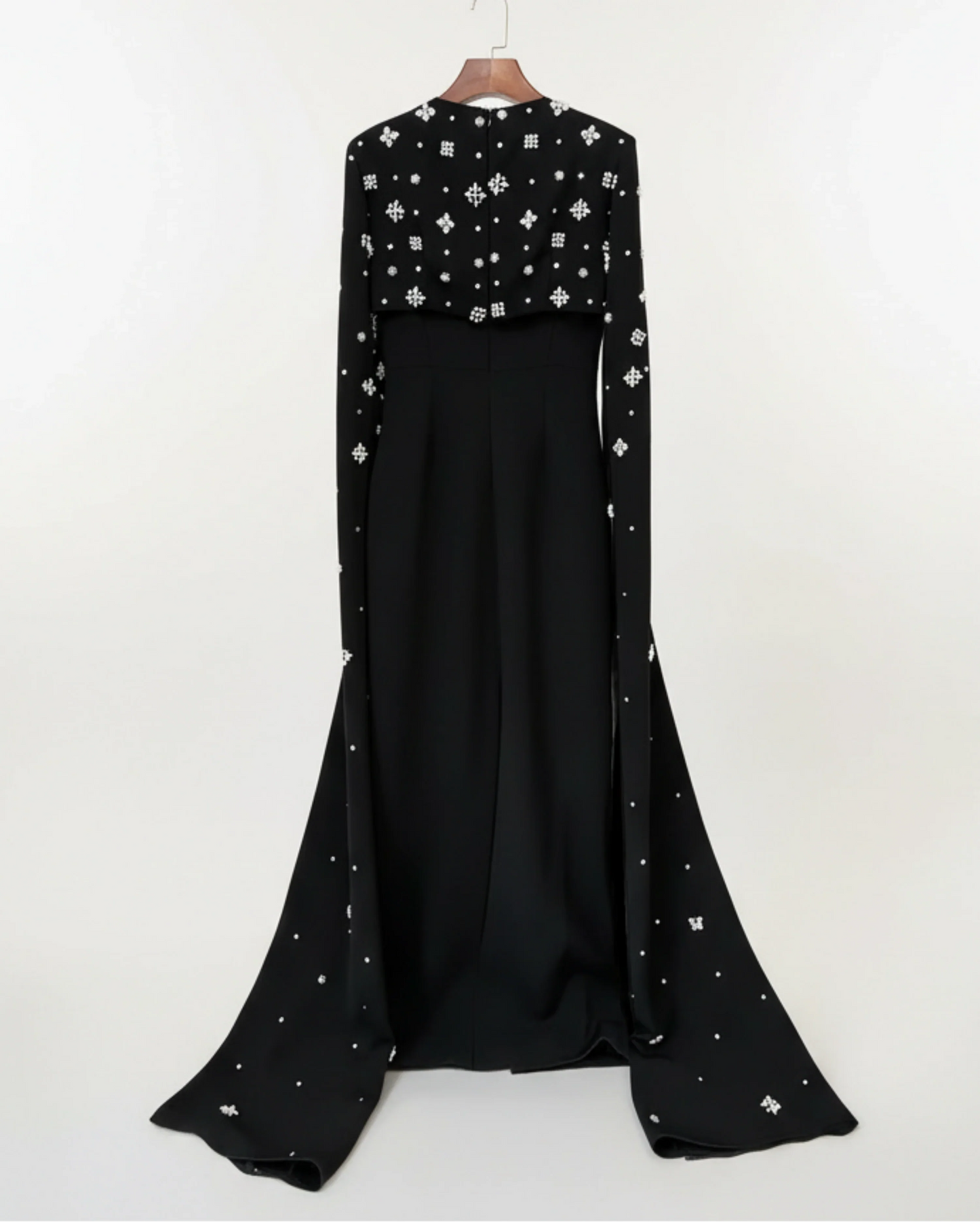 Luxury Formal Crystal Cape Dress