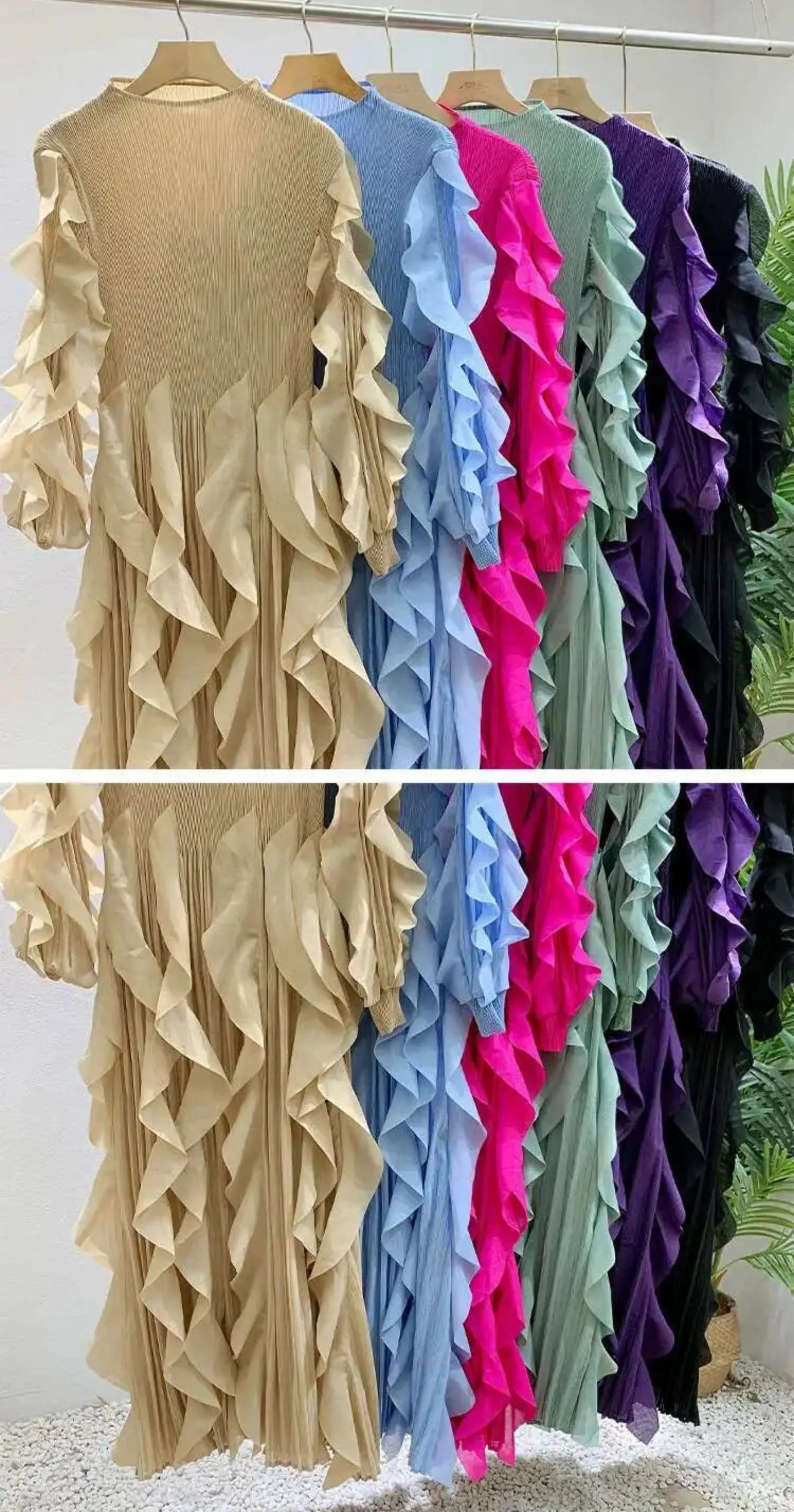 Luxurious Plissé Ruffles Dress