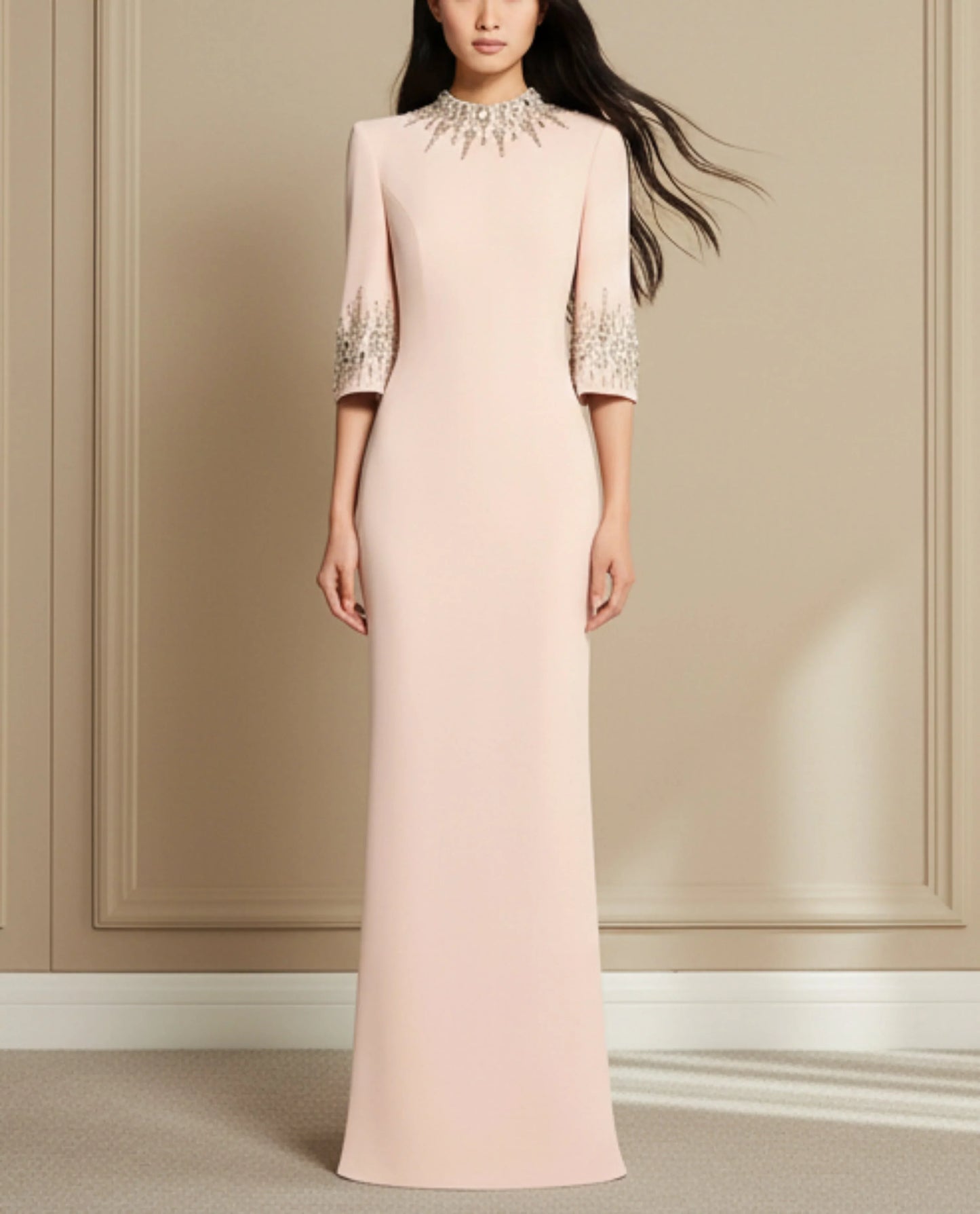 High Neck Embellished Formal Dress