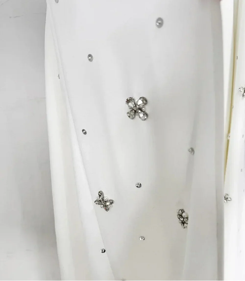 Luxury Formal Crystal Cape Dress