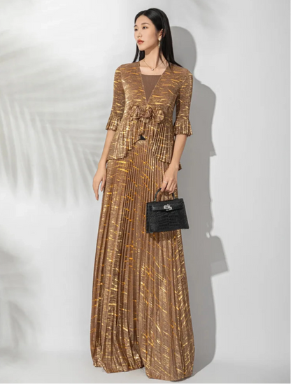 Luxe Pleated Ruffle Dress