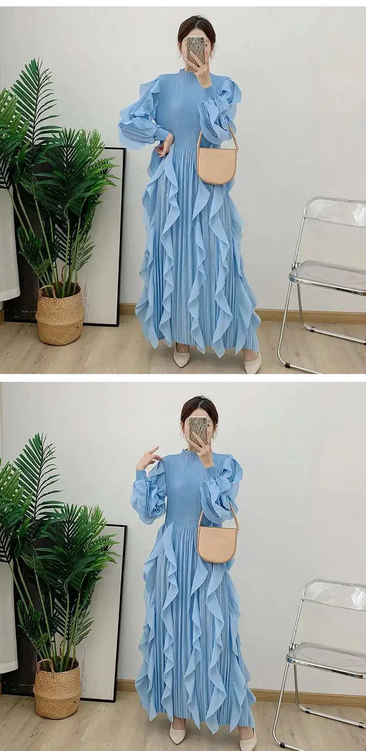 Luxurious Plissé Ruffles Dress