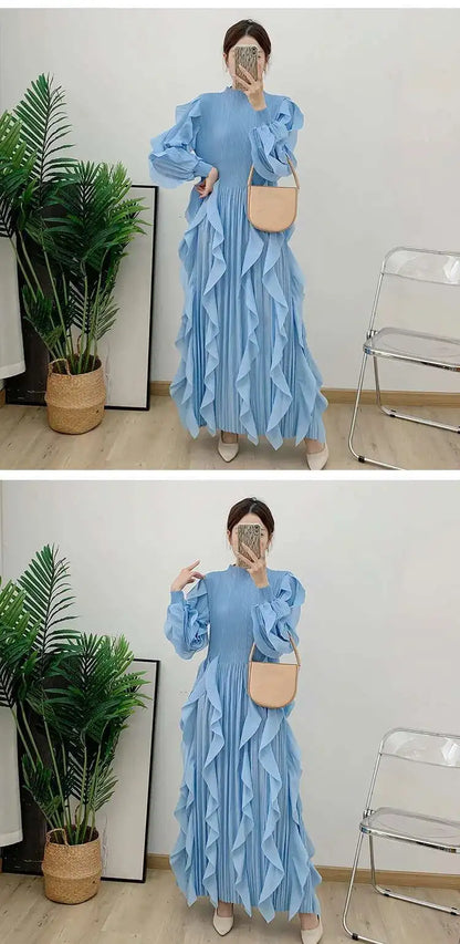 Luxurious Plissé Ruffles Dress