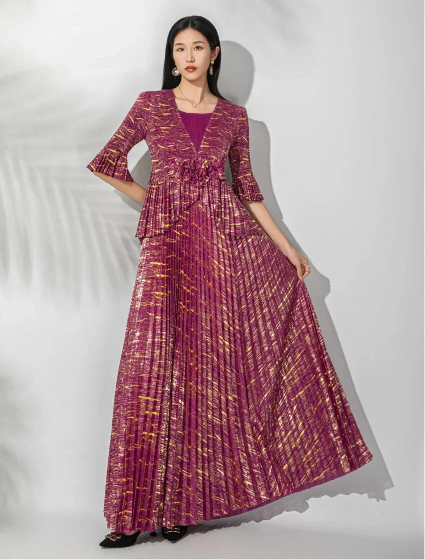 Luxe Pleated Ruffle Dress