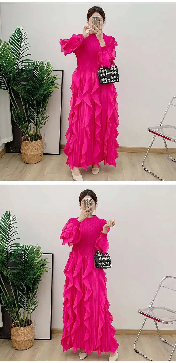 Luxurious Plissé Ruffles Dress