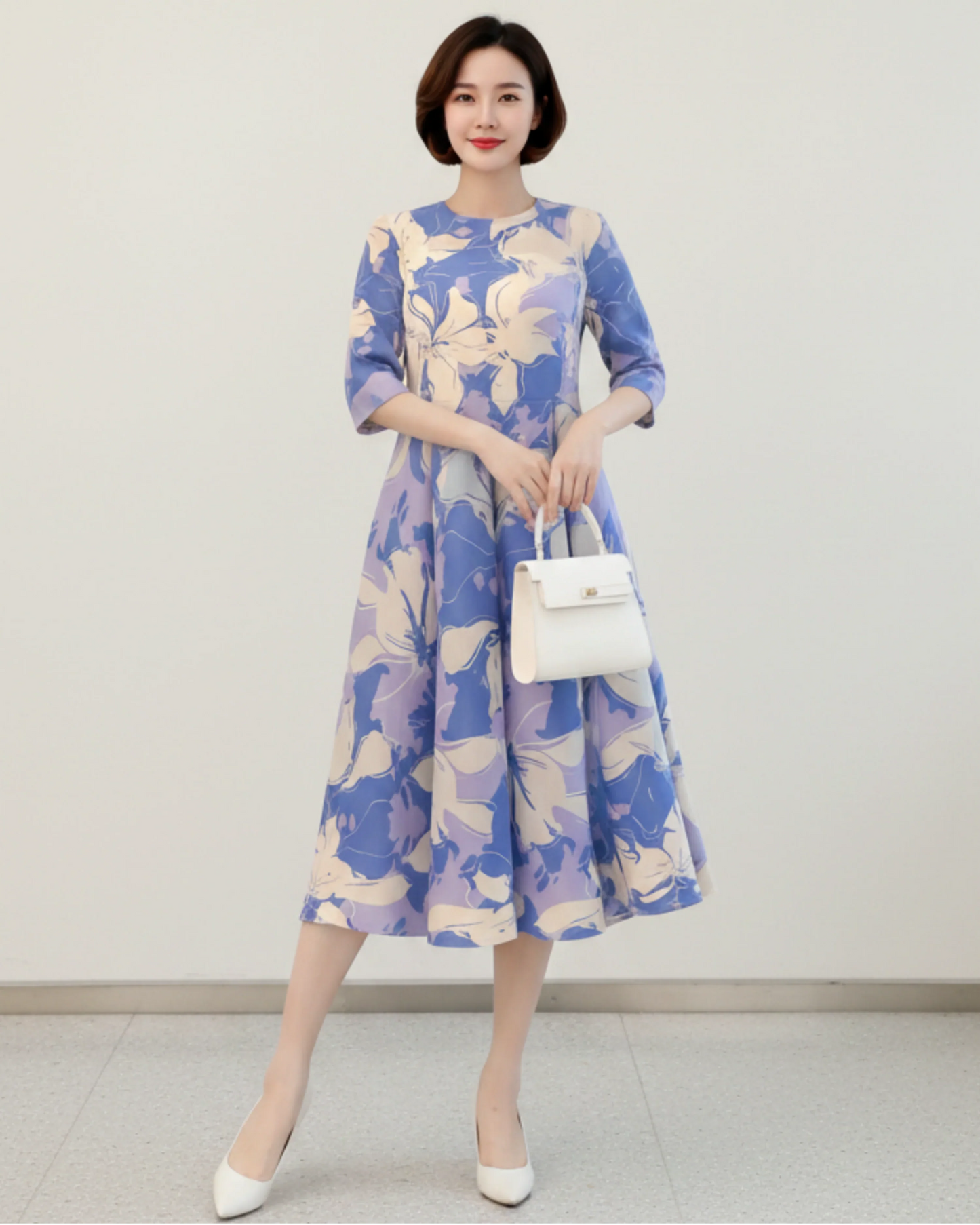 Luxury Floral Plisse Dress