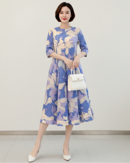 Luxury Floral Plisse Dress