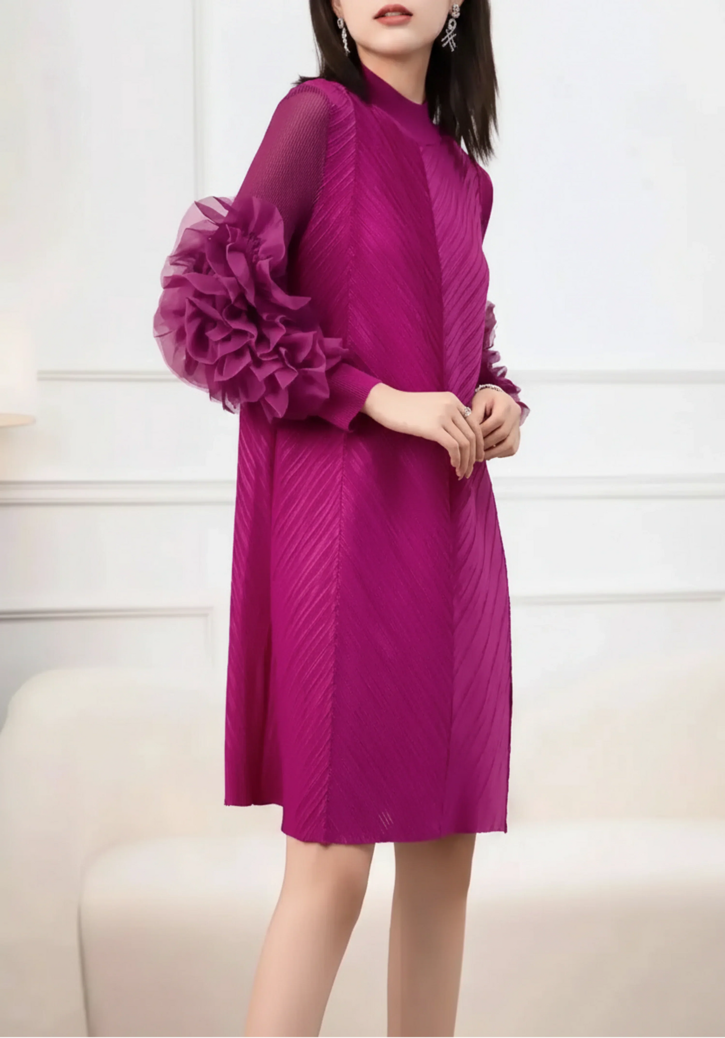 Luxury Pleated Tunic Dress