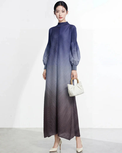 Luxury Pleated High Neck Dress