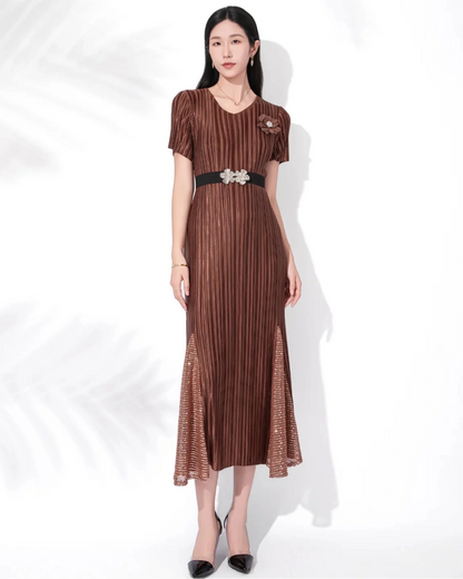 Luxury Plisse 3D Floral Dress