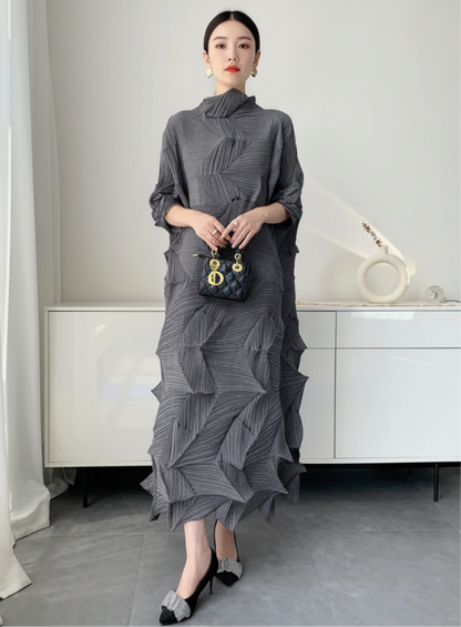 Plissé Diamond Geometric Dress