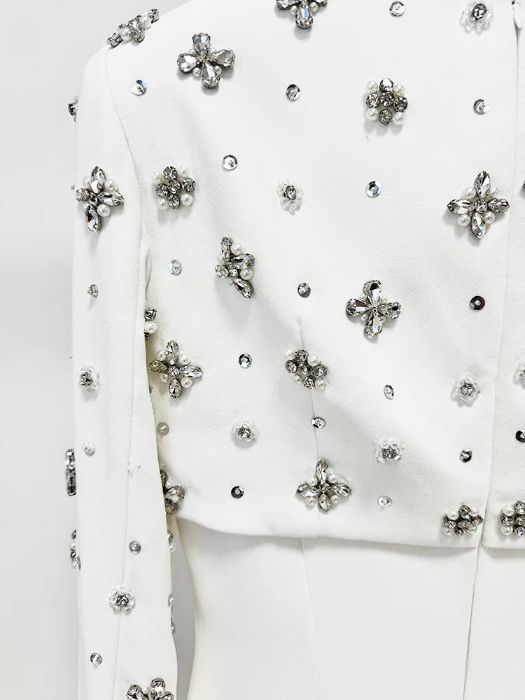 Luxury Formal Crystal Cape Dress