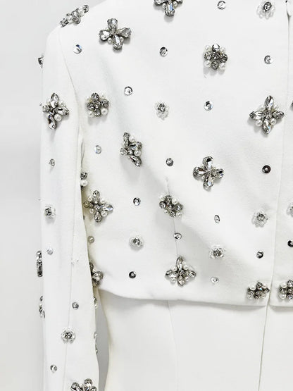 Luxury Formal Crystal Cape Dress