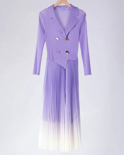 Elegant Plissé Ombre Dress