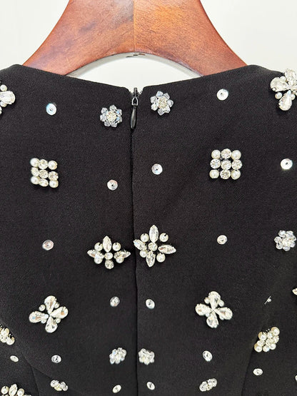 Luxury Formal Crystal Cape Dress