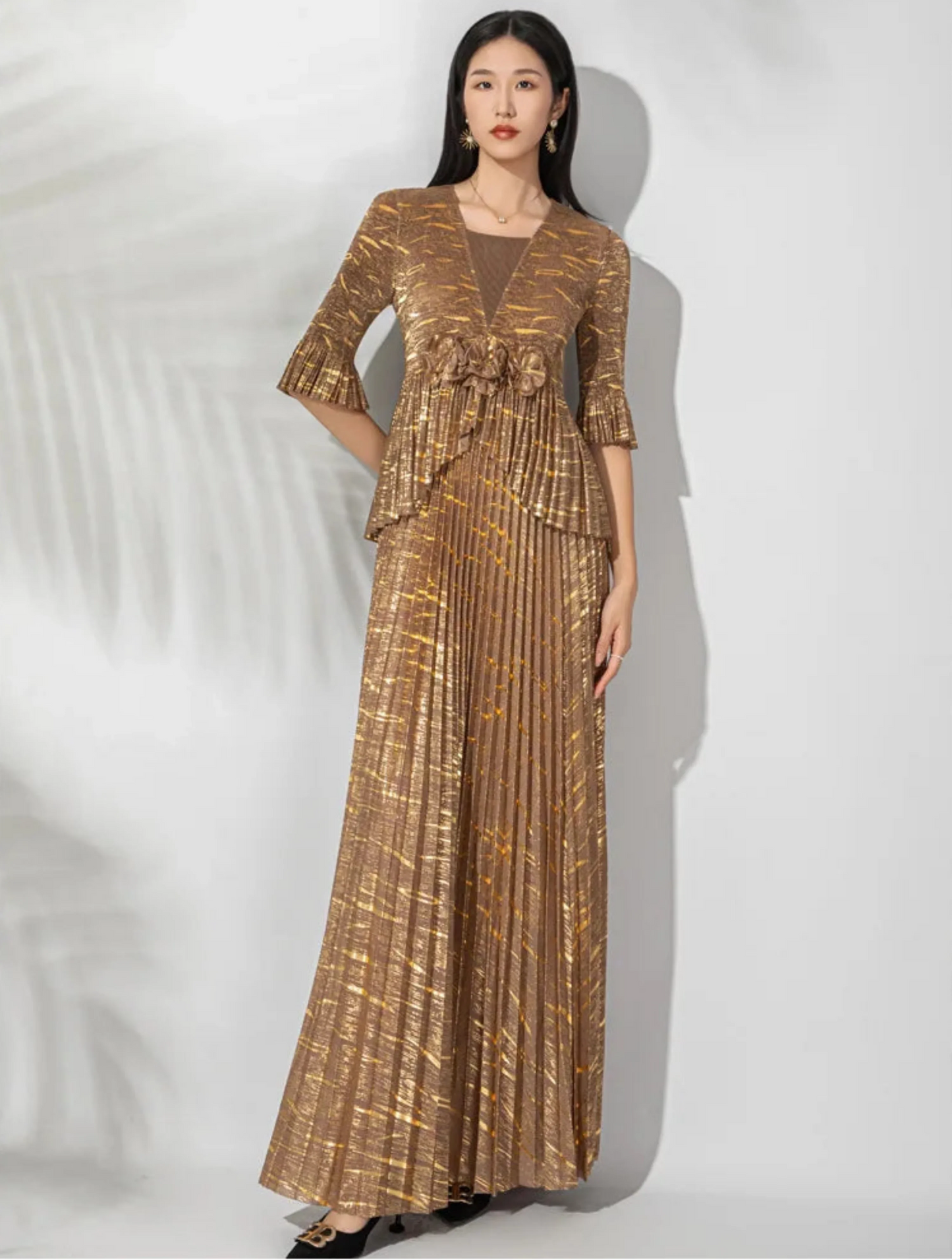 Luxe Pleated Ruffle Dress