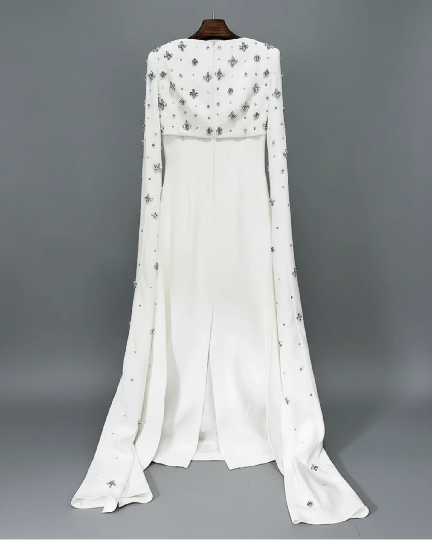 Luxury Formal Crystal Cape Dress