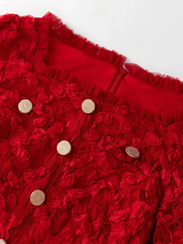 Luxury Floral Textured Lace Dress