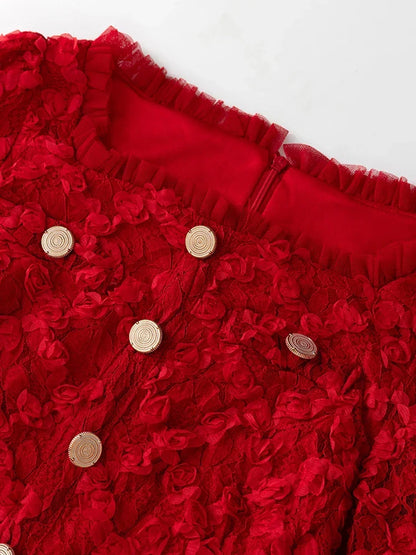 Luxury Floral Textured Lace Dress