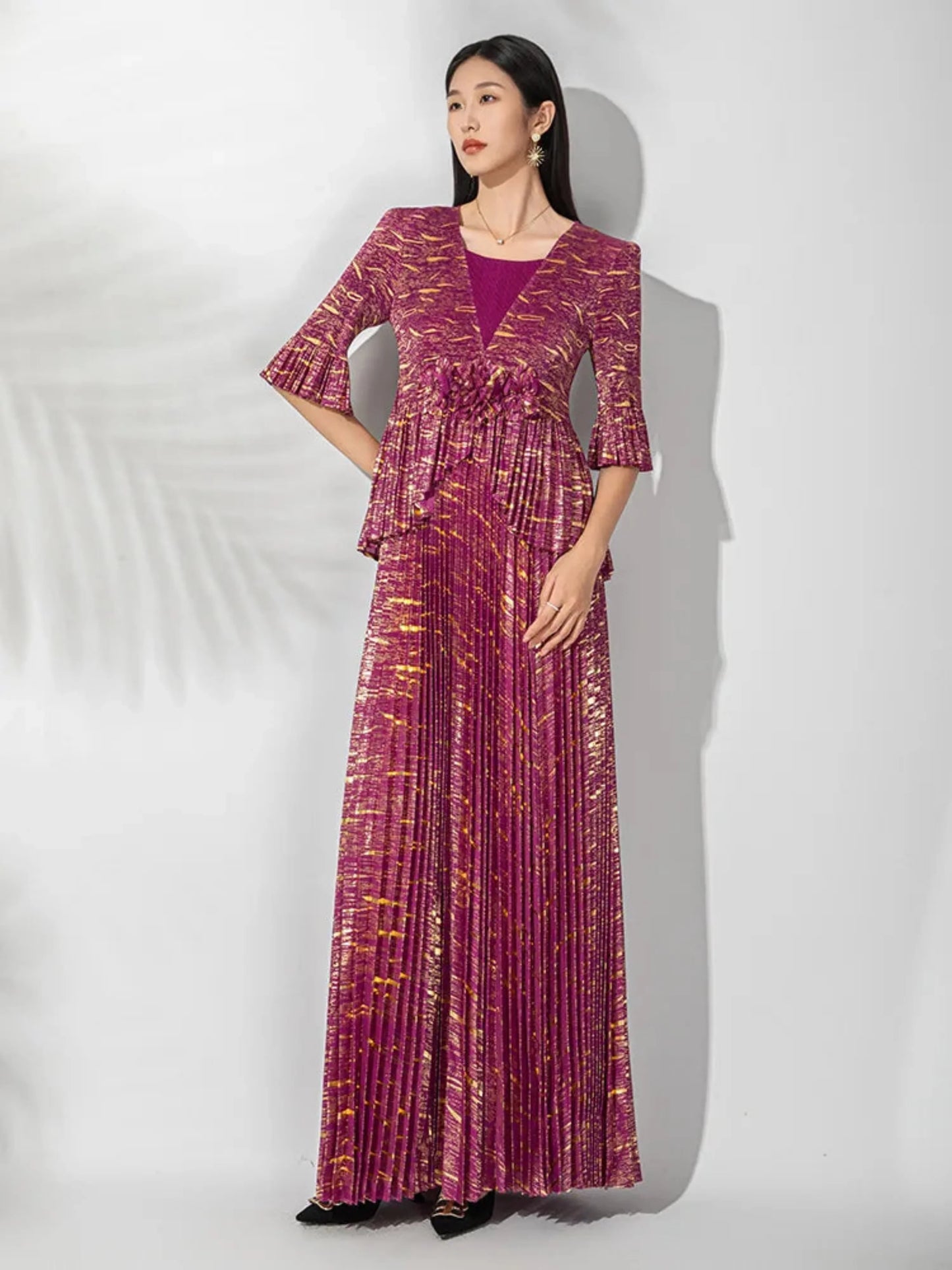 Luxe Pleated Ruffle Dress