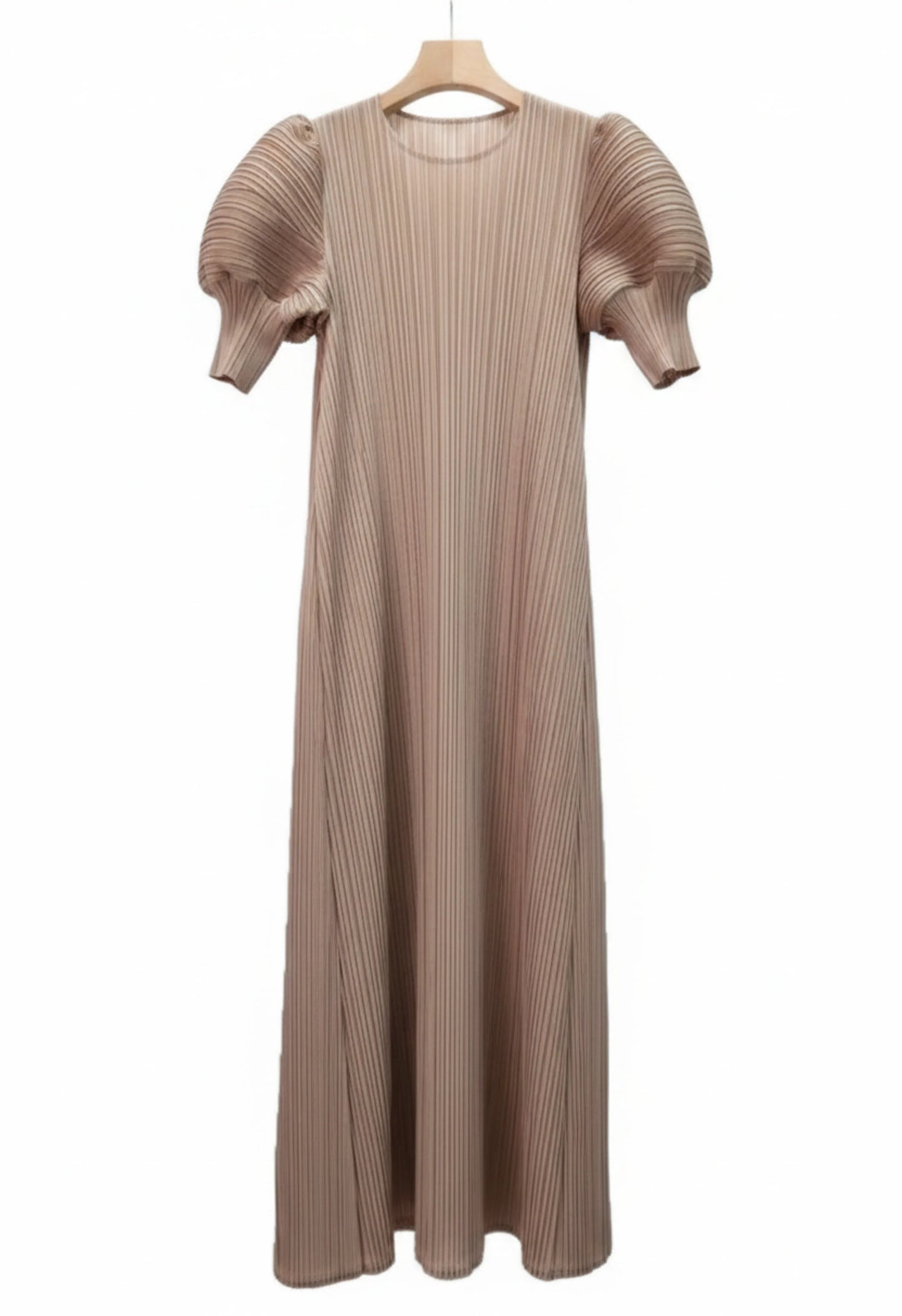 Unique Puff-Sleeve Pleated Dress