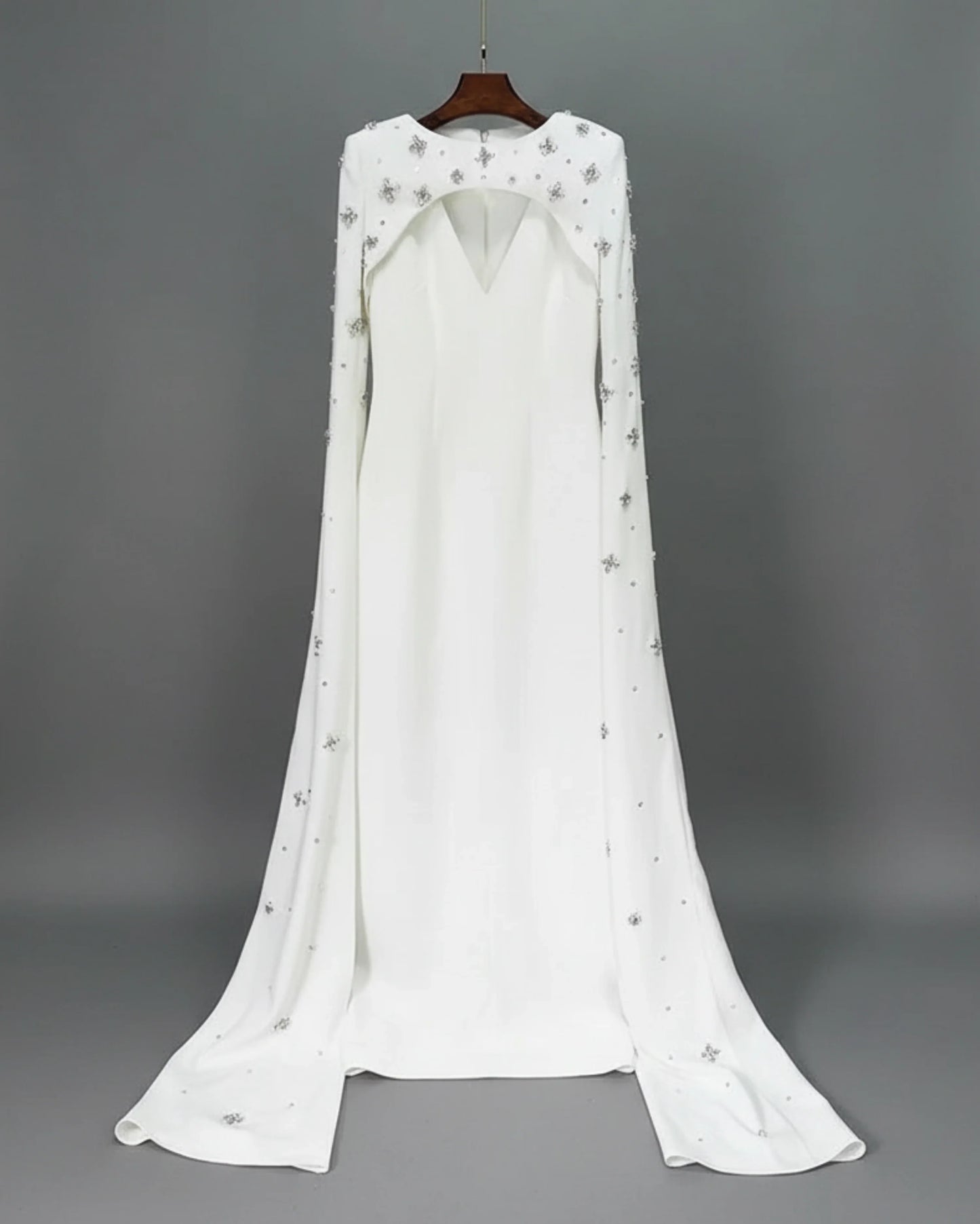 Luxury Formal Crystal Cape Dress