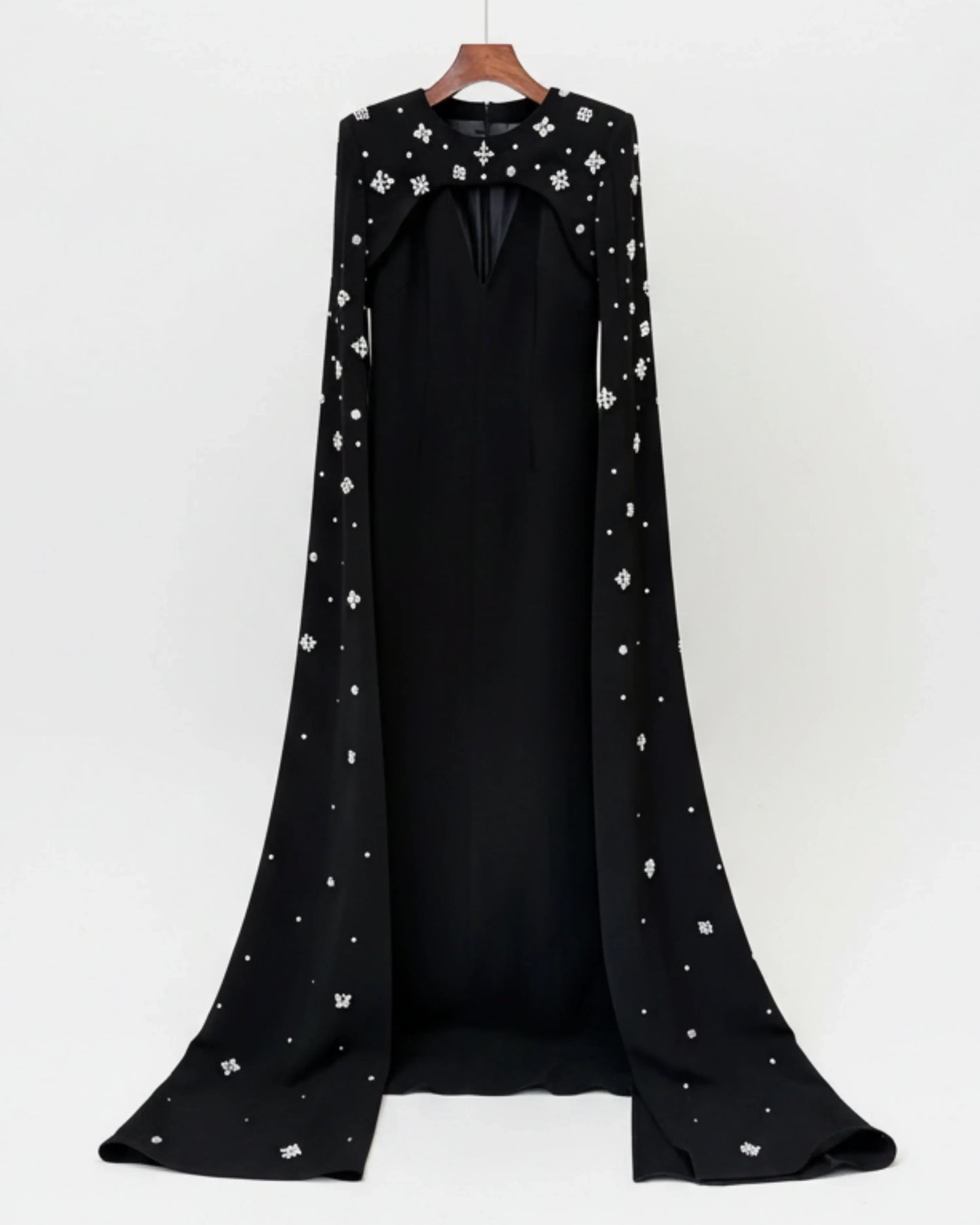 Luxury Formal Crystal Cape Dress