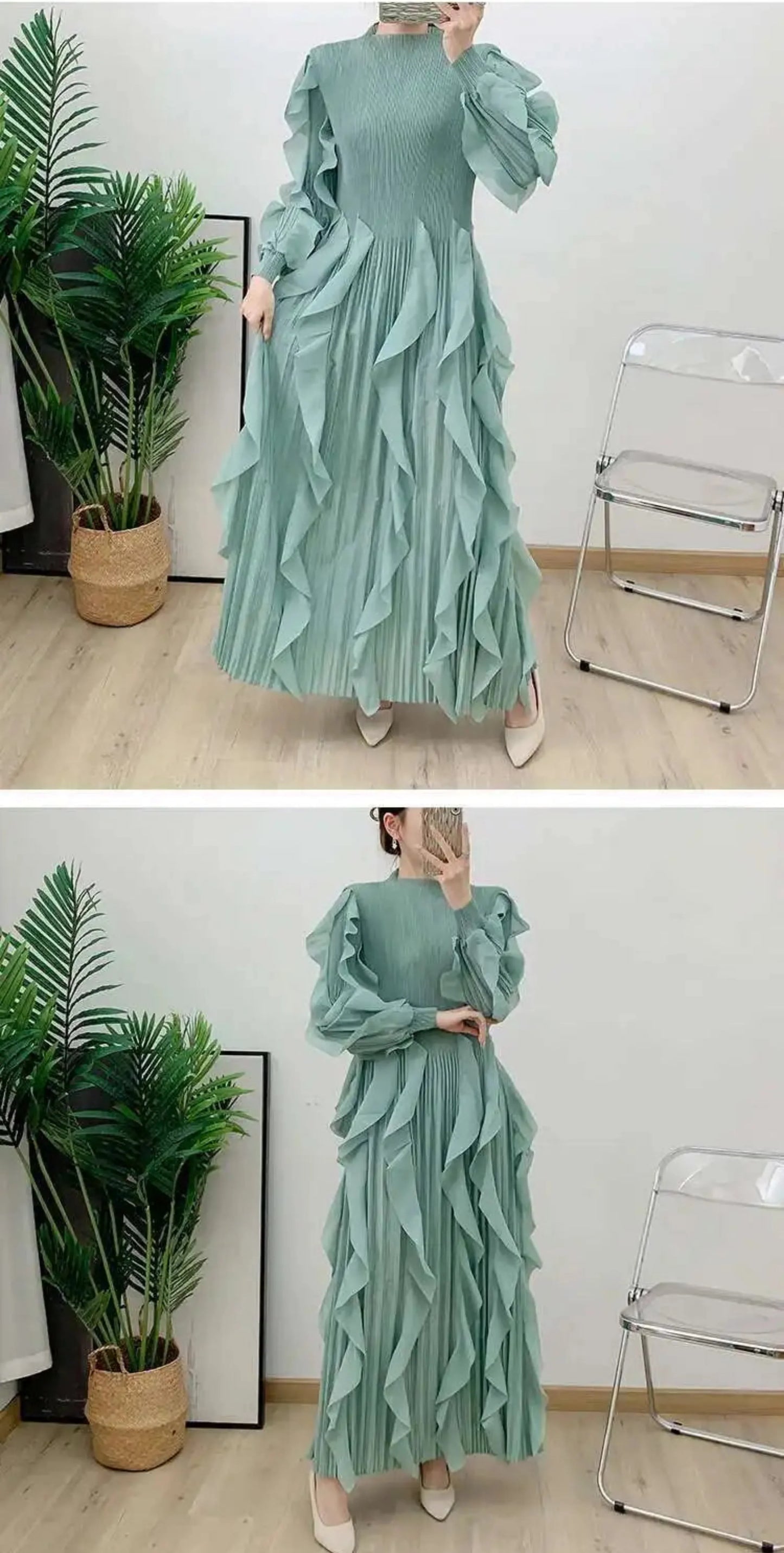 Dressy Pleated Caftan Dress