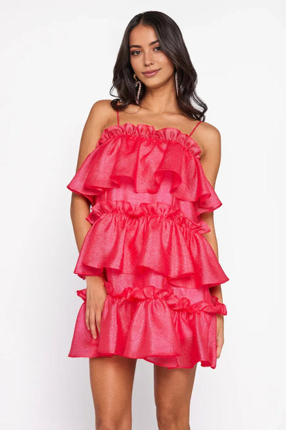 Champagne Towers Mini Dress Hot Pink