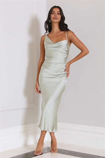 Silky Touch Satin Midi Dress