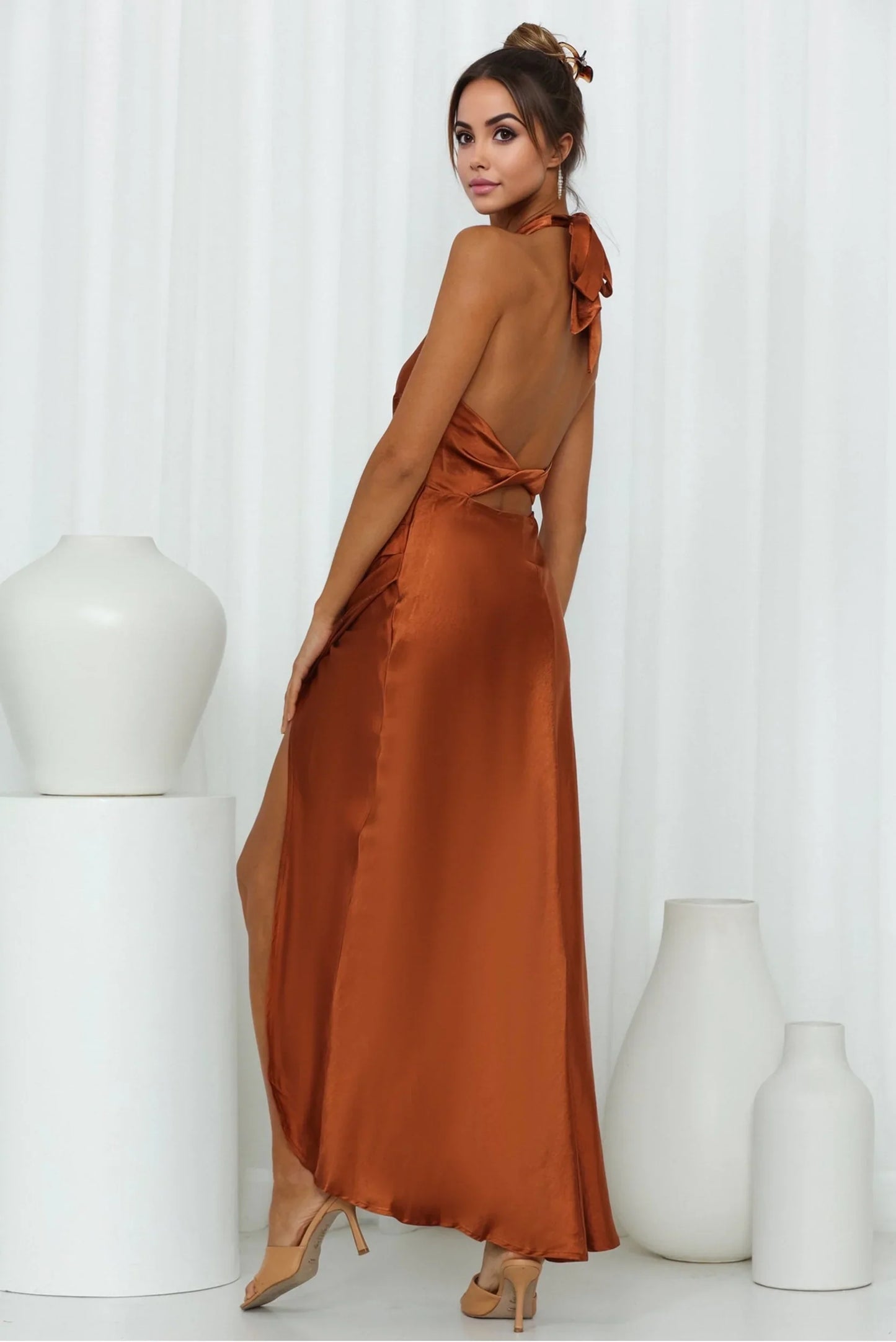 Light Minds Satin Midi Dress